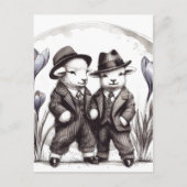 Niedliche Osterhämmer im Anzug Postkarte (Vorderseite)