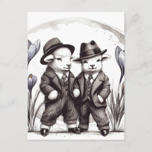 Niedliche Osterhämmer im Anzug Postkarte (Vorderseite)