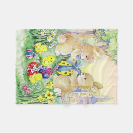 Niedliche Osterhasen Fleecedecke (Vorderseite (Horizontal))