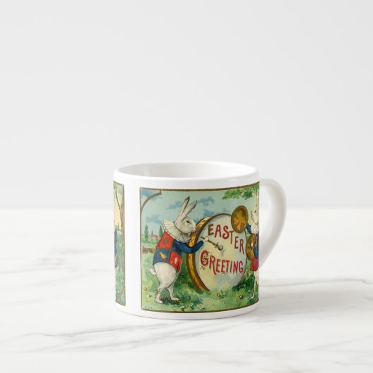 Niedliche Osterhasen mit großem Osterei Espressotasse (Vorderseite Rechts)