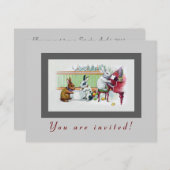 Niedliche Osterhasen - Vintages Ostern-Party Einladung (Vorne/Hinten)