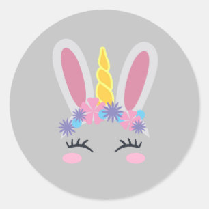 Niedliche Osterhaseunicorn-Gesichts-Aufkleber Runder Aufkleber