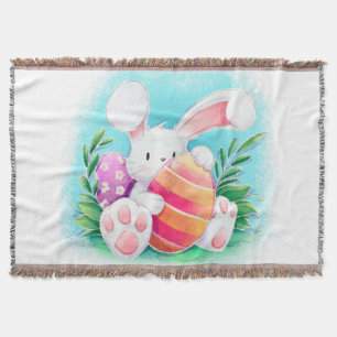 Niedliche OsterhaseWatercolor Throw-Decke Decke