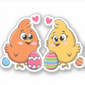 Niedliche Osterhühner Aufkleber (Vorderseite)