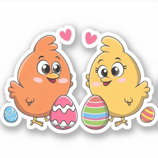 Niedliche Osterhühner Aufkleber (Vorderseite)
