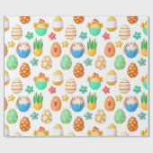 Niedliche Osterhühner, Bunnies und Eier Geschenkpapier (Flach)