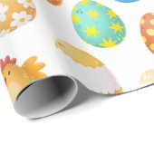Niedliche Osterhühner, Bunnies und Eier Geschenkpapier (Rolleneckpunkt)