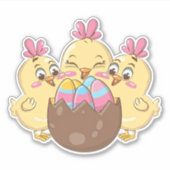 Niedliche Osterhühner mit Ei Aufkleber (Vorderseite)