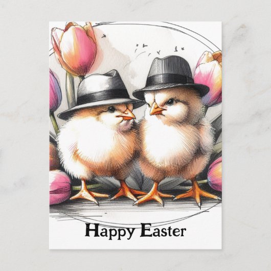 Niedliche Osterhühner Postkarte (Vorderseite)