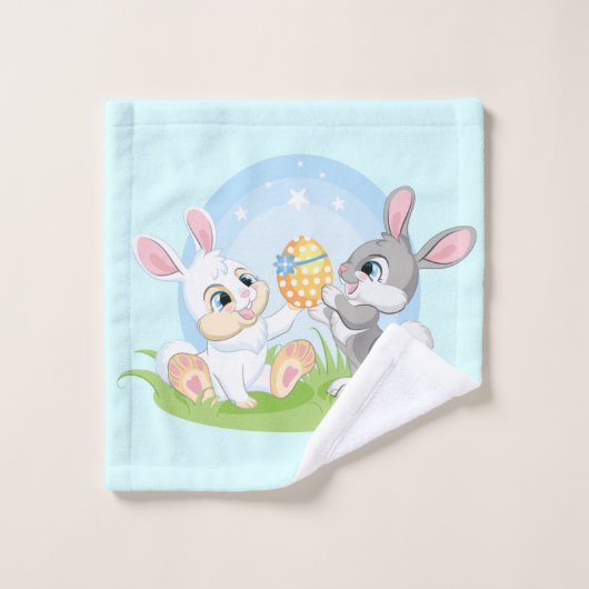 Niedliche Osterkaninchen  Badhandtuch Set (Waschlappen)