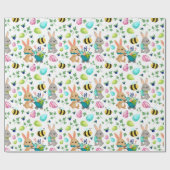 Niedliche Osterkaninchen, Eier und Bienenverpackun Geschenkpapier (Flach)