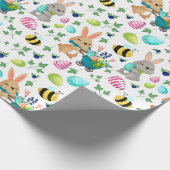 Niedliche Osterkaninchen, Eier und Bienenverpackun Geschenkpapier (Ecke)
