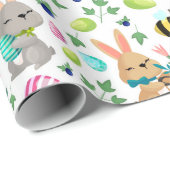 Niedliche Osterkaninchen, Eier und Bienenverpackun Geschenkpapier (Rolleneckpunkt)