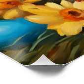 Niedliche Osterkätzchen mit Blume und Ostereiern Poster (Ecke)