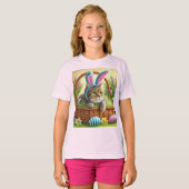Niedliche Osterkatzen Mädchen Rosa T - Shirt (Vorne ganz)