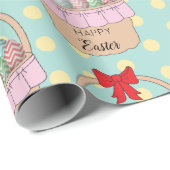 Niedliche Osterkörbe und Pastelleier Geschenkpapier (Rolleneckpunkt)