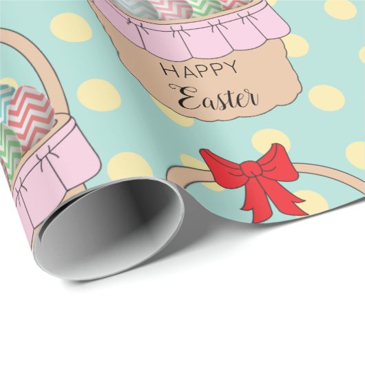 Niedliche Osterkörbe und Pastelleier Geschenkpapier (Rolleneckpunkt)