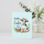 Niedliche Osterkuh fügt Text hinzu Postkarte (Stehend Vorderseite)