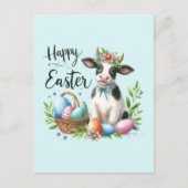 Niedliche Osterkuh fügt Text hinzu Postkarte (Vorderseite)