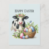 Niedliche Osterkuh fügt Text hinzu Postkarte (Vorderseite)