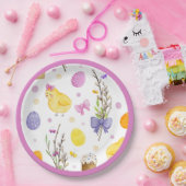 Niedliche Osterküken und Eierpastete Pappteller (Party)