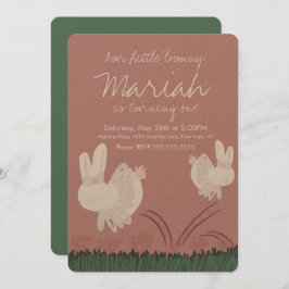 Niedliche Ostern 1. Geburtstag Hand Drawn Kraft Einladung