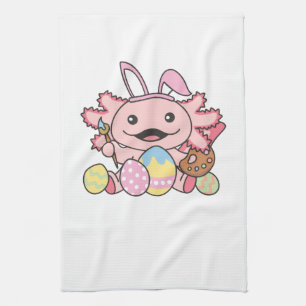 Niedliche Ostern Axolotl mit Ostern-Eiern als Oste Geschirrtuch