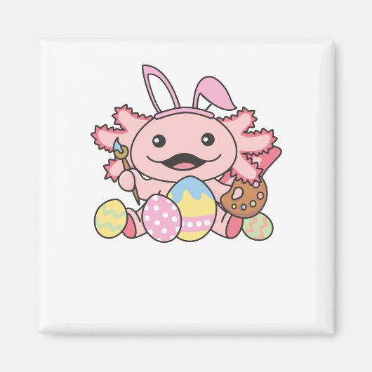 Niedliche Ostern Axolotl mit Ostern-Eiern als Oste Magnet (Vorne)