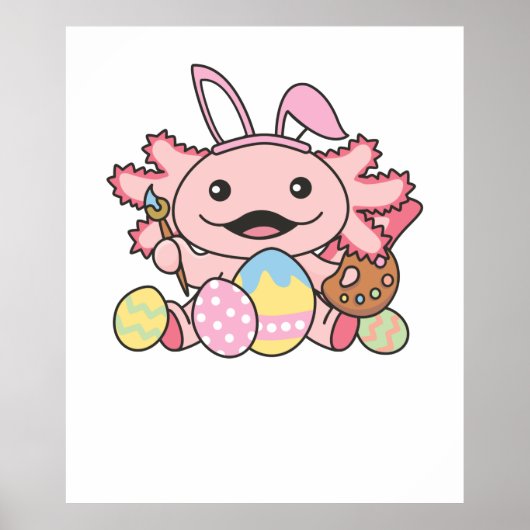 Niedliche Ostern Axolotl mit Ostern-Eiern als Oste Poster (Vorne)