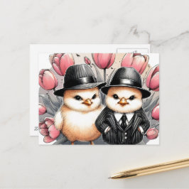 Niedliche Ostern - Chicks Rosa Tulip Postkarte