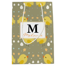 Niedliche Ostern-Küken und kleines Eimuster Mittlere Geschenktüte