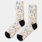 Niedliche Ostersocken mit Bunny und Eggemuster Socken (Linkes Detail)