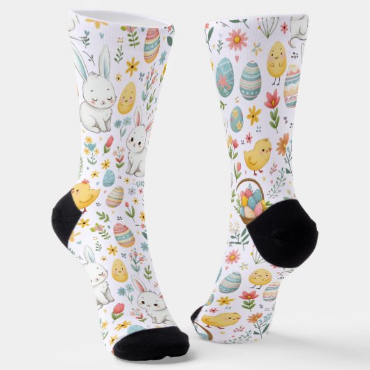 Niedliche Ostersocken mit Bunny und Eggemuster Socken (Gewinkelt)