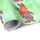 Niedliche Ostersonnige Illustration mit Orangenkar Geschenkpapier (Rolleneckpunkt)