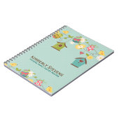 Niedliche Ostervögel, Vogelfutter und Eier Notizblock (Linke Seite)