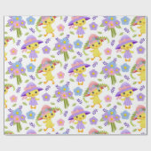 NIEDLICHE OSTSCHICKEN MIT HATTEN UND BLUME GESCHENKPAPIER (Flach)