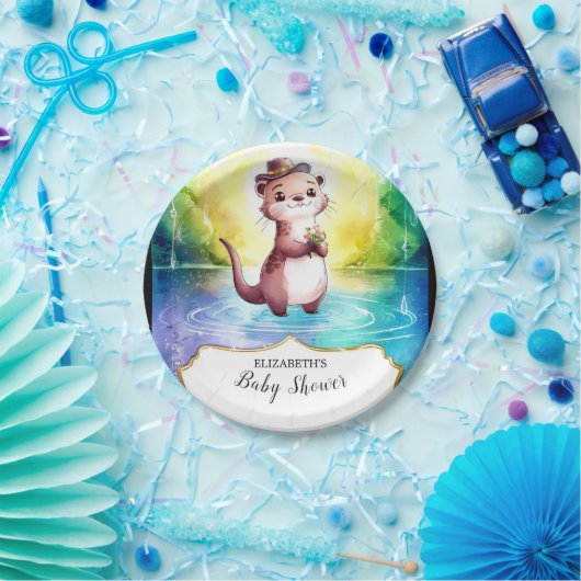 Niedliche Otter Babydusche Pappteller (Party)