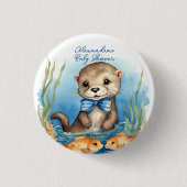 Niedliche Otter Boy Babydusche Button (Vorderseite)