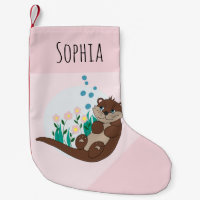 Niedliche Otter-Cartoon-Blume und Name-Kinder