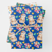 Niedliche Otter Farbballon & Liebe Kinder Geschenkpapier Set (Beispiel)