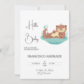 Niedliche Otter Forest Animal Wasserfarbe Einladung (Vorderseite)