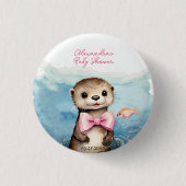 Niedliche Otter Girl Babydusche Button (Vorderseite)