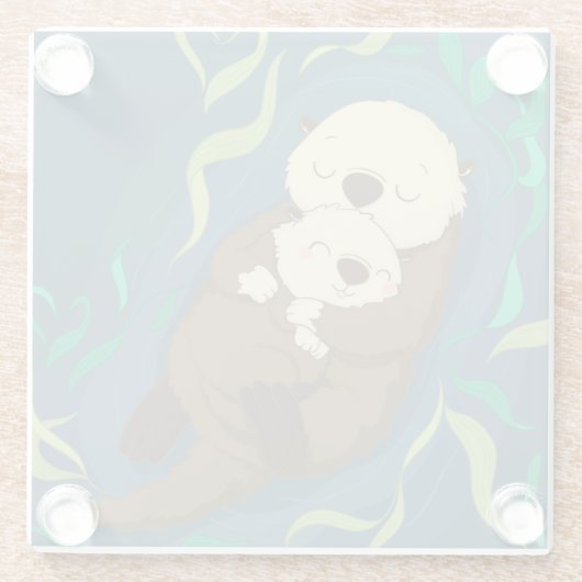 Niedliche Otter Glasuntersetzer (Rückseite)