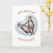 Niedliche Otter Halbjubiläumskarte Karte (Gelbe Blume)