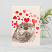 Niedliche Otter Hearts senden Liebe Tier Karte (Stehend Vorderseite)