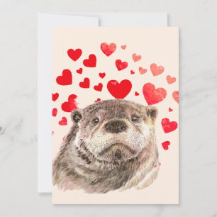 Niedliche Otter Hearts senden Liebe Tier Karte