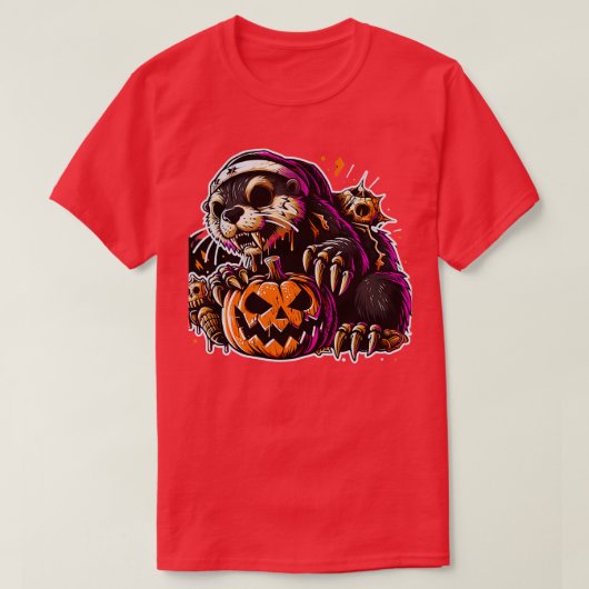 Niedliche Otter-Hexe-Halloween Jungen Frauen 1 T-Shirt (Design vorne)