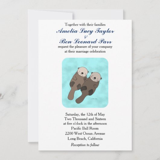 Niedliche Otter Hochzeit Einladung Otter Couple Ho (Vorderseite)