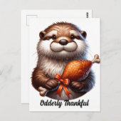 Niedliche Otter mit dem Erntedank Türkei Postkarte (Vorne/Hinten)