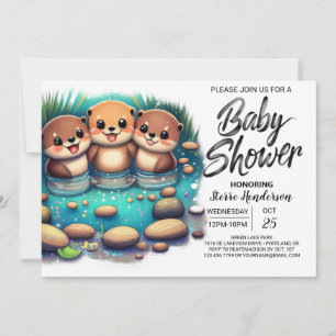 Niedliche Otter Online-Babydusche Einladung
